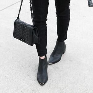 MARC FISHER Leather Yale Chelsea Bootie Black 8